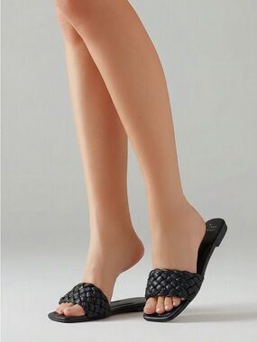 a new day Black Braided Slide Sandals - Women